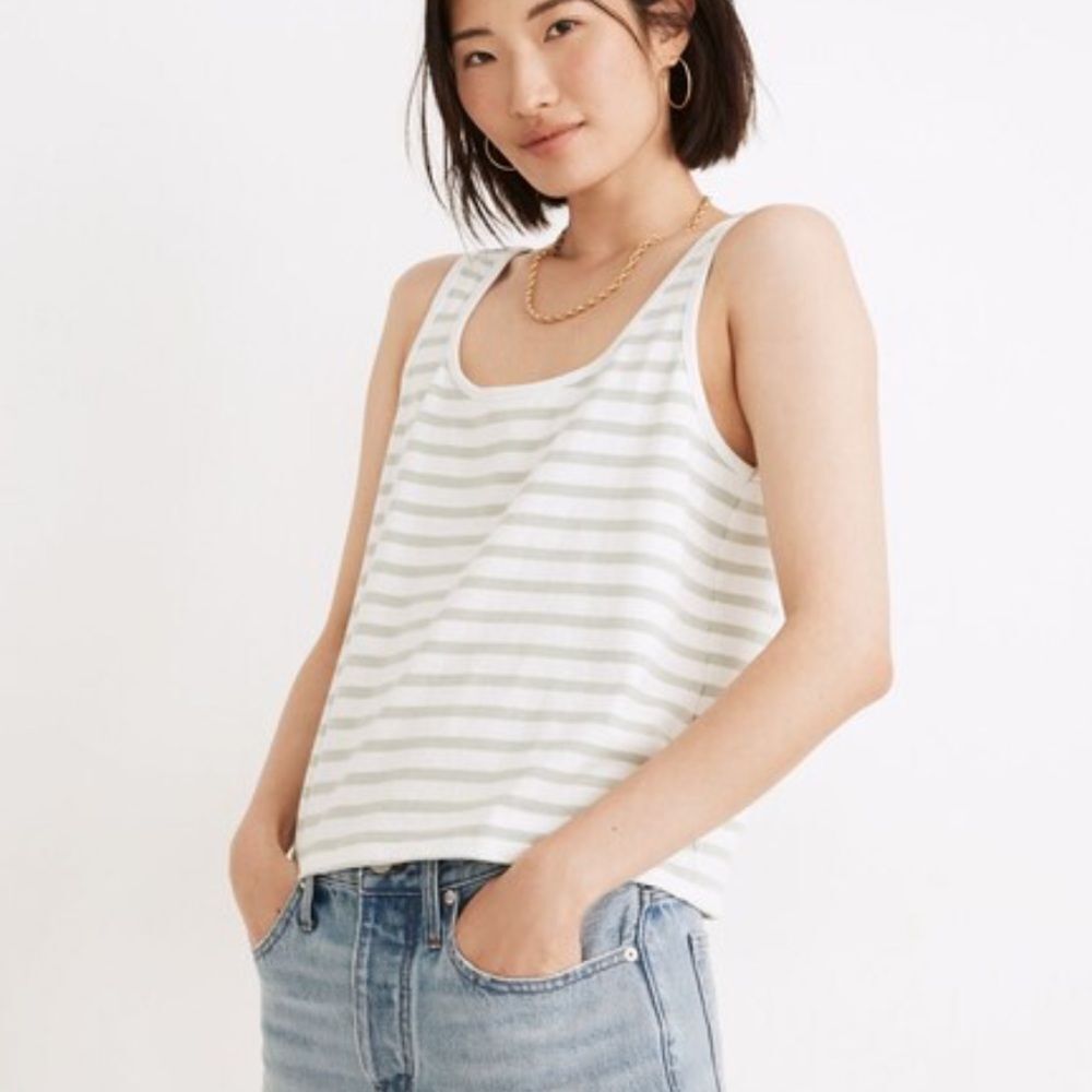 Madewell Boxy-Crop Tank Top Crawley Stripe Women’s Large